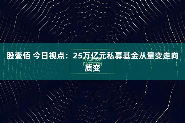 股壹佰 今日视点：25万亿元私募基金从量变走向质变